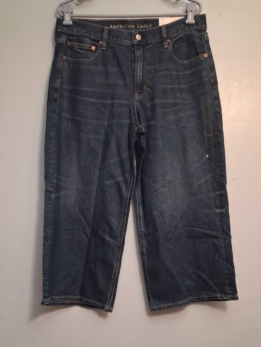 American Eagle Size 12 Short(31) Women's 90's Wide-leg High-rise Crop Jeans